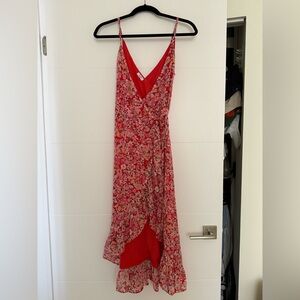 Q+A Los Angeles Red Floral High Low Dress